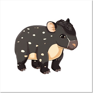 Cute Mountain Tapir Illustration - Adorable Animal Art Posters and Art